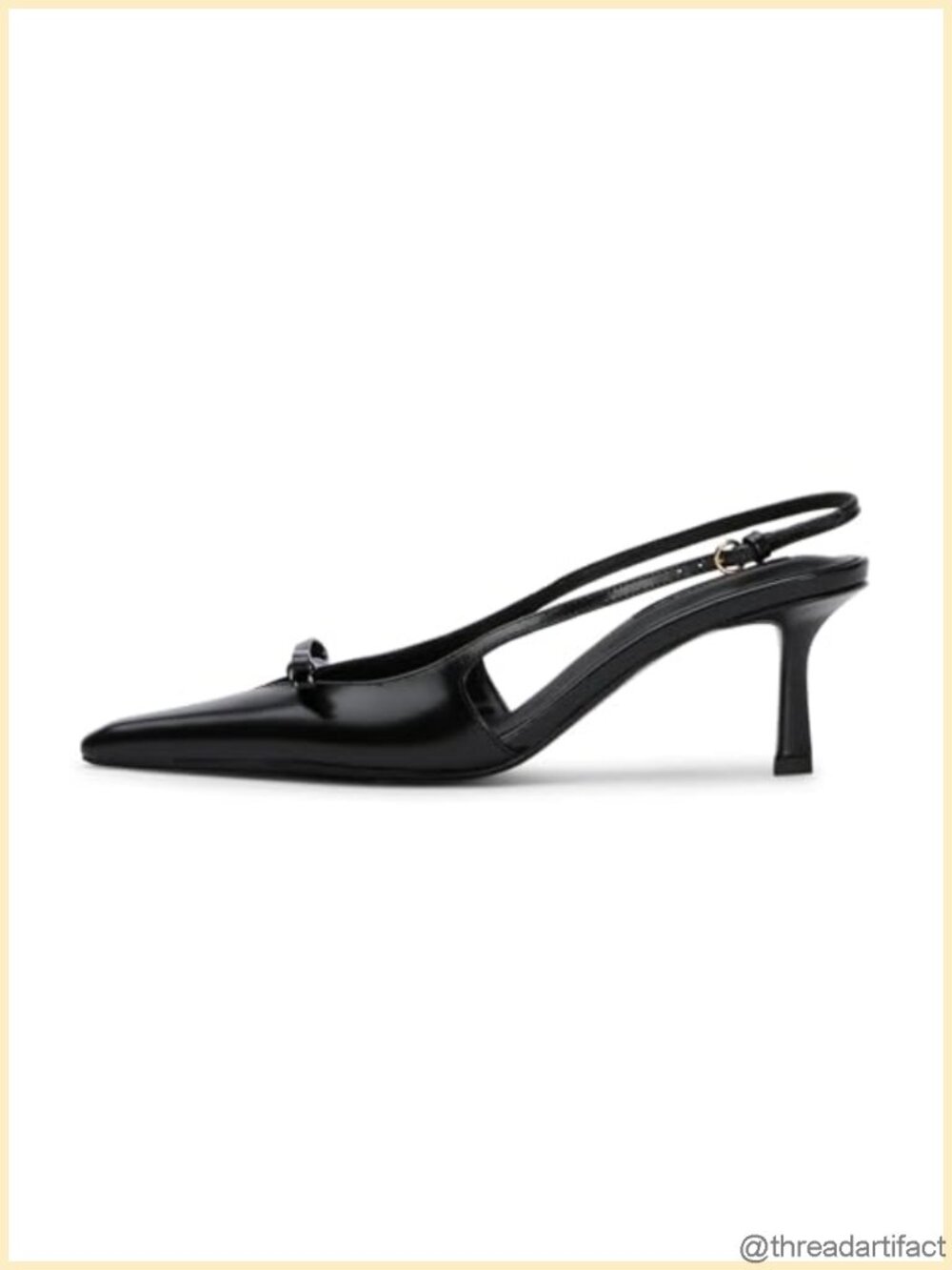 Kitten Heels with Bow Pointed Toe Slingback Pumps Faux Leather